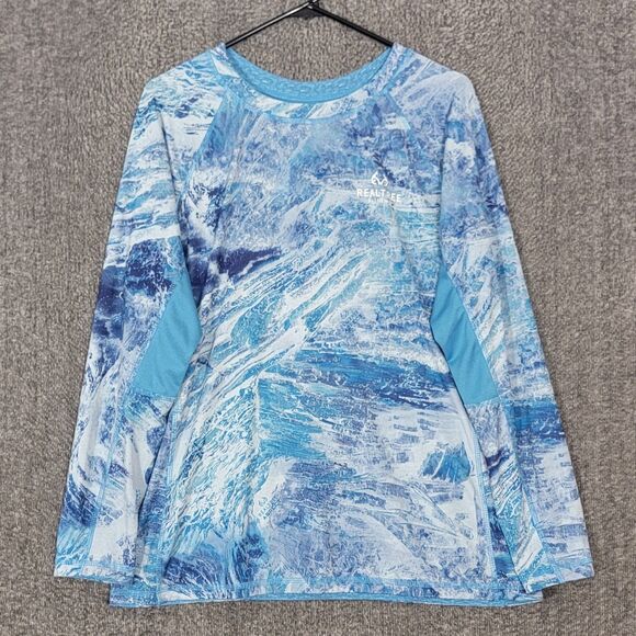 Realtree Other - Realtree Fishing Shirt Mens XL Blue Wav3 Camo Waves Long Sleeve Performance